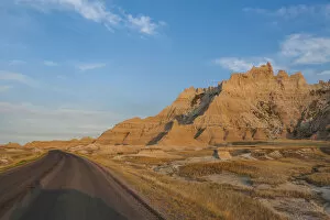 Road through Badlands National Park, South Dakota, USA