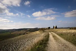 A road leading to vitaleta chapel in the landscape of Val d Orcia