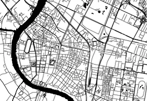 Line Gallery: Road Map of Bangkok, Thailand