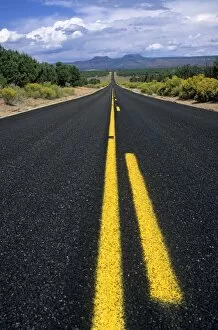 Marking Gallery: Road with a yellow line markings, Arizona, USA