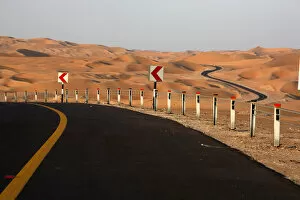 Arid Climate Collection: Roads among the world biggest sand dunes in the Liwa, the Empty Quarter, Abu Dhabi