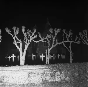 1936 Prints: Roadside Graves; The Magic Lantern Of A Cars Headlights