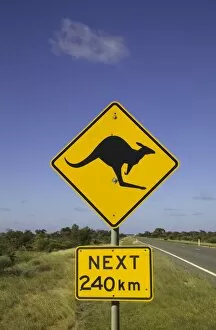 Western Script Gallery: Roadside sign of kangaroos crossing, Australia