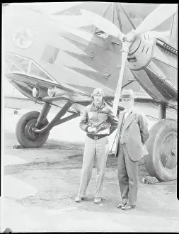 Millikan Prints: Robert A. Millikan and Squadron Commander by Airplane