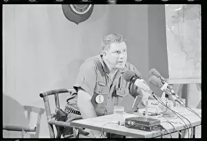 Robert E Prints: Robert Cushman Speaking Before Microphones