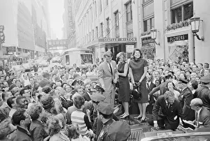 Robert F. Kennedy and Family Members Riding Atop Limousine