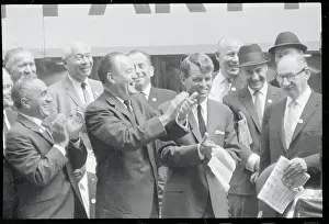 Hubert H Prints: Robert F. Kennedy and Hubert Humphrey Applauding Together