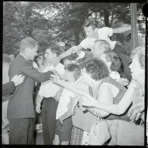 Robert F. Kennedy Reaching to Shake Citizens Hands