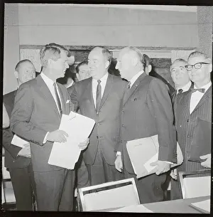 Jacob K Prints: Robert F. Kennedy Speaking With Hubert Humphrey and Jacob Javits