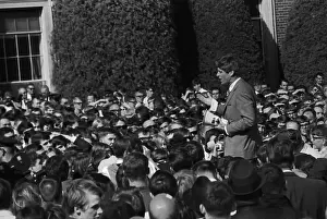 Robert F. Kennedy Speaking to Large Crowd