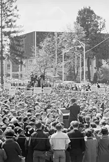 Eugene Prints: Robert F. Kennedy Speaking to Large Crowd During Campaign