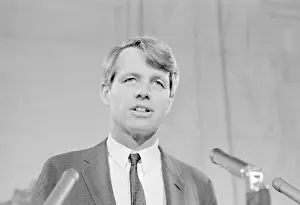 Robert F. Kennedy Speaking at Microphones