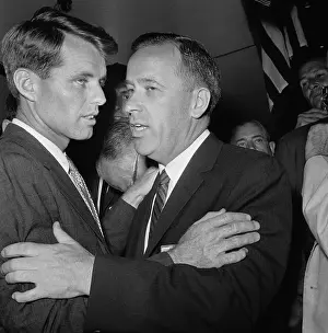 Henry M Prints: Robert Kennedy Embracing Henry Jackson