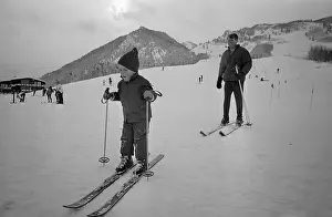 Robert Kennedy Instructing Young John F. Kennedy Jr. on Skiing