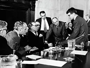Irving M Prints: Robert Kennedy and Pat McNamara at Briefing