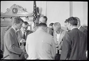 Robert F Prints: Robert Kennedy Speaking with Reporters