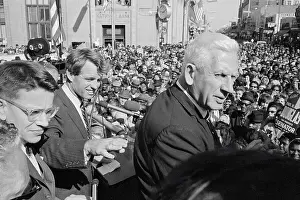 Robert Kennedy Standing Behind Paul Douglas