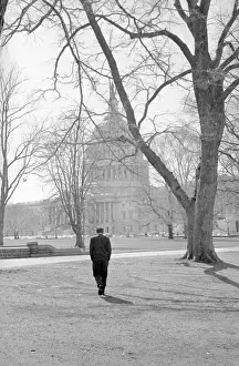 Robert Kennedy Walking Across Lawn of Capitol