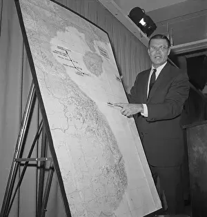 Roberts Prints: Robert McNamara Pointing to Map