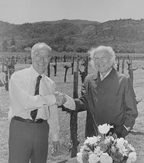 Robert Mondavi Shaking Baron Philippe De Rothschild's Hand
