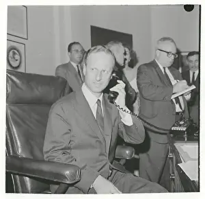 Robert Morgenthau Talking on Telephone