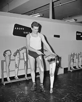 Robert Pollock Trying a Prosthetic Limb