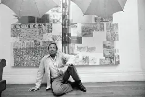 Collage Prints: Robert Rauschenberg Posing with Collage