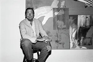 Hand On Chin Prints: Robert Rauschenberg Sits In Front/Painti
