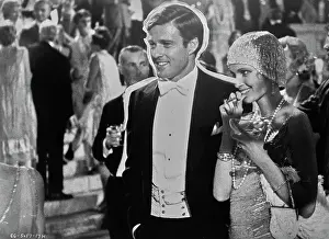 Prints of Robert Redford and Mia Farrow during the filming of The Great Gatsby, United States, circa 1974. (Photo by Michael Ochs Archives/Getty Images) Robert Redford: Classic Hollywood Elegance: Robert Redford And Mia Farrow In The Great Gatsby