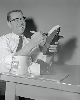 Sole Prints: Robert Steffen Painting Sole of Shoe