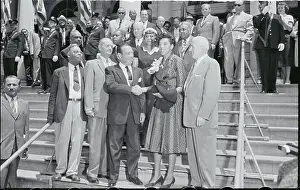 Robert F Prints: Robert Wagner and Althea Gibson Shaking Hands