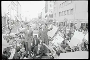Motorcade Prints: Robert Wagner in Motorcade with Robert Kennedy and Hubert Humphrey