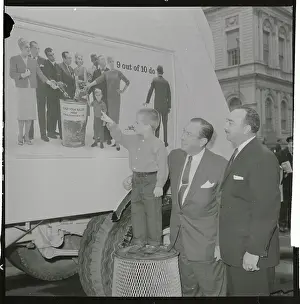 Robert F Prints: Robert Wagner Posing with City Cleaning Campaign Poster