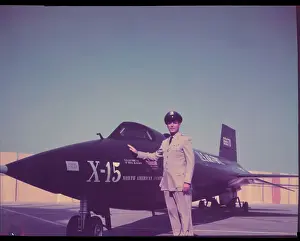 Robert White Posing with X-15 Rocket Ship