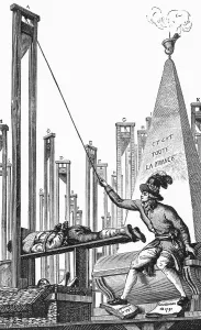 Guillotine Prints: Robespierre Guillotining The Executioner Engraving