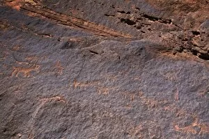 Rock drawing from the original inhabitants in the national park, Parque Nacional Talampaya, Argentina, South America