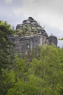 Saxon Gallery: Rock formation on the Goldsteig, Saxon Switzerland, Elbsandsteingebirge Elbe Sandstone Mountains