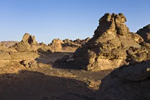 Fell Prints: Rock formations in the Libyan Desert, Akakus Mountains, Libyan Desert, Libya, Africa