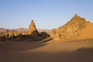 Fell Prints: Rock formations in the Libyan Desert, Akakus Mountains, Libyan Desert, Libya, Africa