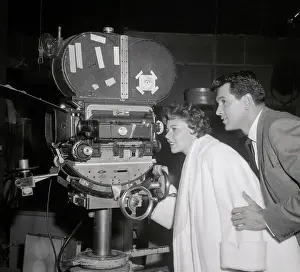 Rock Hudson and Phyllis Gates with Movie Camera