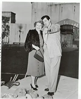 Rock Hudson Pointing out Set Scenery to His Mother