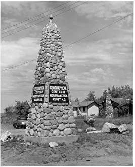 Lac0047 Prints: Rock Obelisk marking the Geographical Center of North America In Rugby, North Dakota