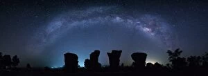 Rock pillars with the Milky Way