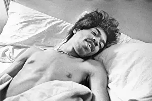 Rock and Roll Star Jimi Hendrix In Bed