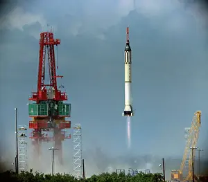 Rocket Blasting into Space