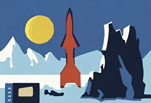 Alien Prints: Rocket in Outer Space