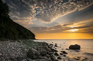 Images Dated 30th June 2012: Rocks on a beach at sunset by the sea, bei Nardewitz, Rugen island, Rugen