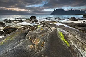 Rocks on Utakleiv beach, Haukland, Vestvagoya, Lofoten, Nordland, Norway
