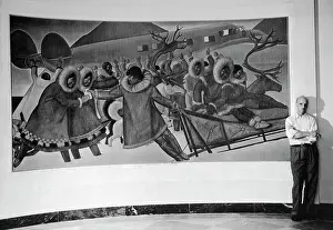 Rockwell Kent Standing Before Postal Mural