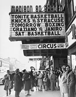 Marquee Prints: Rocky Graziano Looking at Name On Marquee